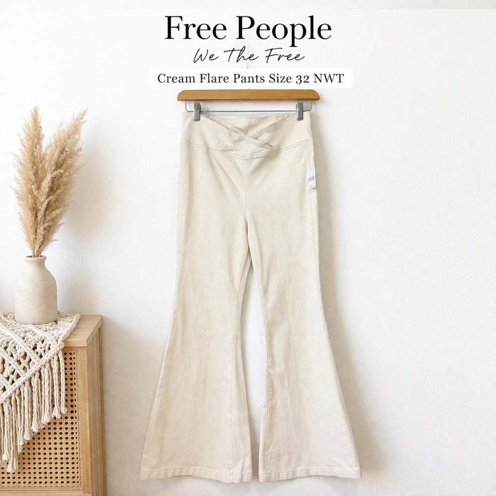 Free People We The Free Cream Flare Pants Size 32 NWT